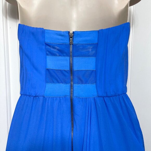 Alice + Olivia Silk Strapless Maxi Dress with Pleated Bodice & Draped Skirt 2 - Picture 9 of 11